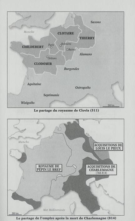 Le partage du royaume de Clovis (511) - Le partage de l'empire aprs la mort de Charlemagne (814)